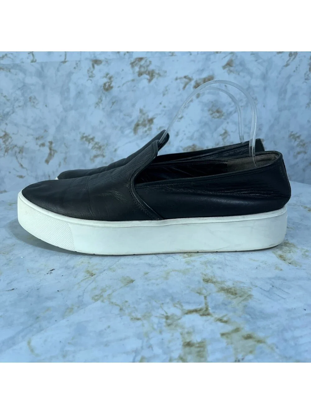 Vince Warren Women's Size 10M Shoes Black White Leather Comfort Fashion Sneakers